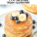 4 INGREDIENTS VEGAN GLUTEN FREE PANCAKES with chickpea flour #veganpancakes #glutenfree #pancakes #chickpeaflour #veganglutenfree #veganbreakfast #veganbaking #healthypancakes #eggfree #dairyfree #vegandesserts #veganrecipes