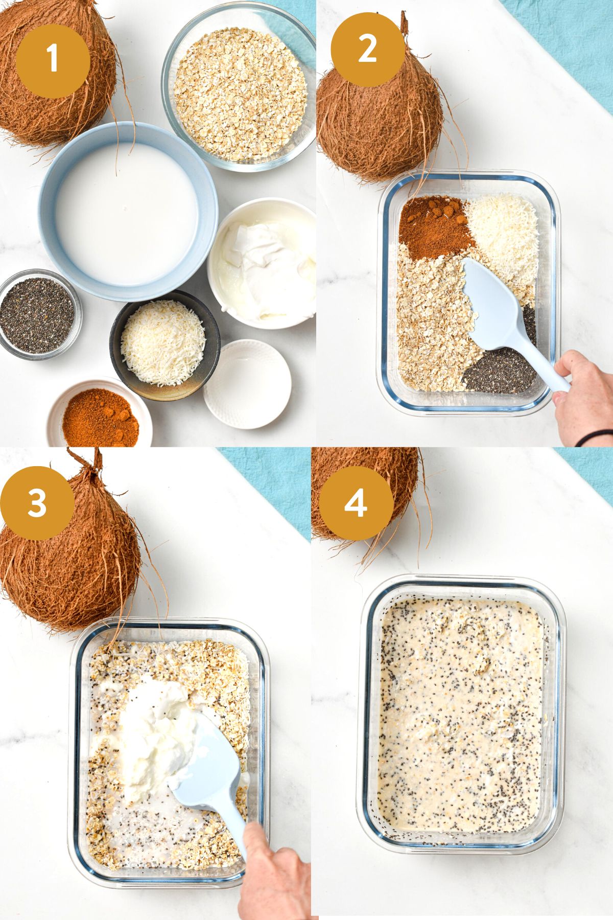 This Coconut overnight oats recipe is a quick and easy healthy breakfast to meal prep for your busy morning week. Plus, it's dairy-free, gluten-free, and packed with coconut flavors.