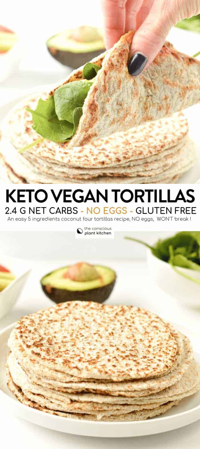KETO TORTILLAS NO EGGS 2.4 g net carbs #ketotortillas #tortillas #keto #coconutflour #lowcarb #vegan #easy #coconut #wraps #psylliumhuks #5ingredients #flaxseed #easy #healthy #ketovegan #veganketo #glutenfree #paleo #eggfree #vegetarian