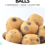 HEALTHY COOKIE DOUGH BALLS VEGAN #cookiedoughballs #vegancookiedoughballs #vegandesserts #vegansnacks #veganglutenfree #glutenfreesnacks #healthysnacks #healthydesserts #cookiedough #nobakesnacks #5ingredients #peanutbutter #coconutflour #ketosnacks #keto #ketocookiedough