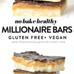 NO BAKE MILLIONAIRE BARS Easy + Healthy + Vegan #nobakebar #millionairebars #vegandesserts #vegan #glutenfree #easy #healthy #paleo #peanutbutter #keto