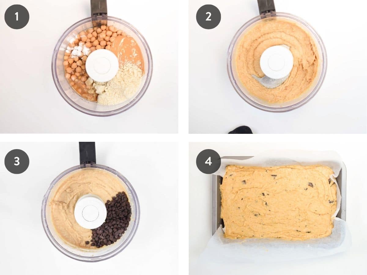 Making Chickpea Blondie with step-by-step instructions