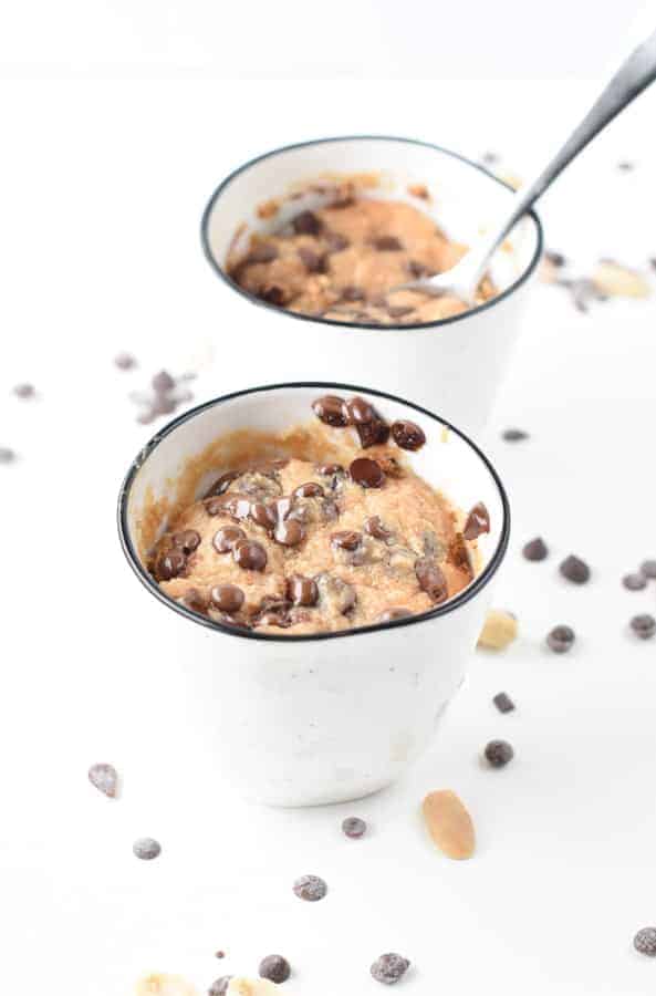 Easy Healthy Peanut Butter Mug Cake with Chocolate Chips