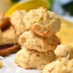 stack of three fluffy banana cookies