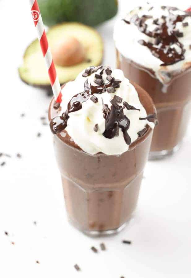 Vegan chocolate milkshake with avocado