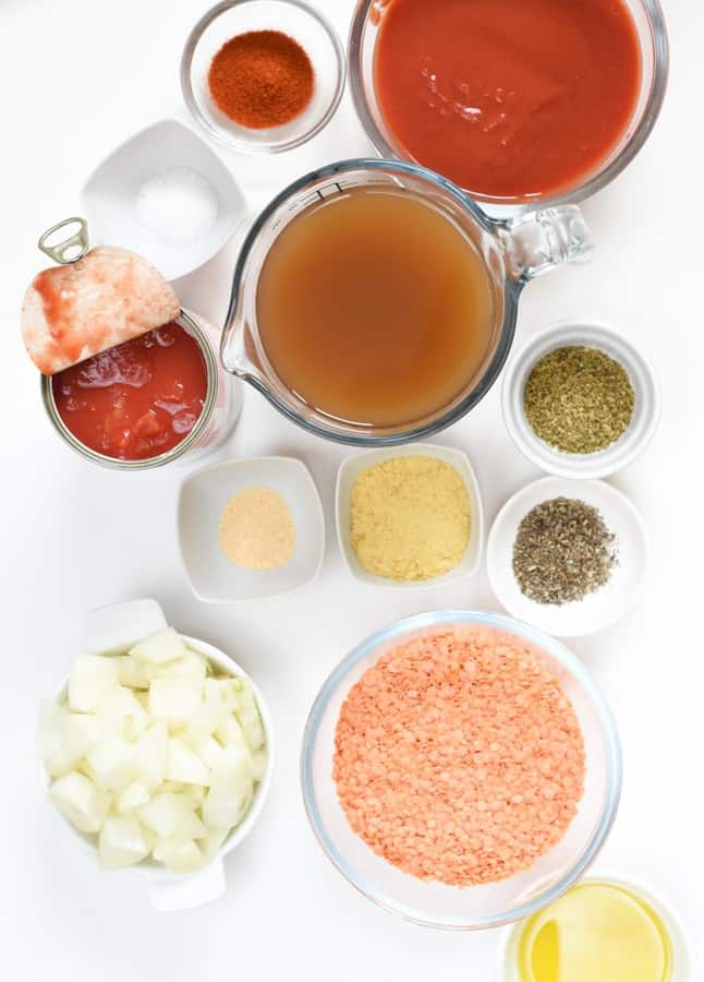 red lentil pasta ingredients