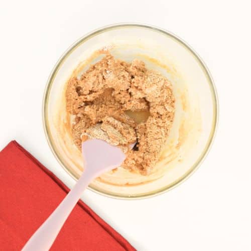 Vegan Buckeyes batter in a mixing bowl.