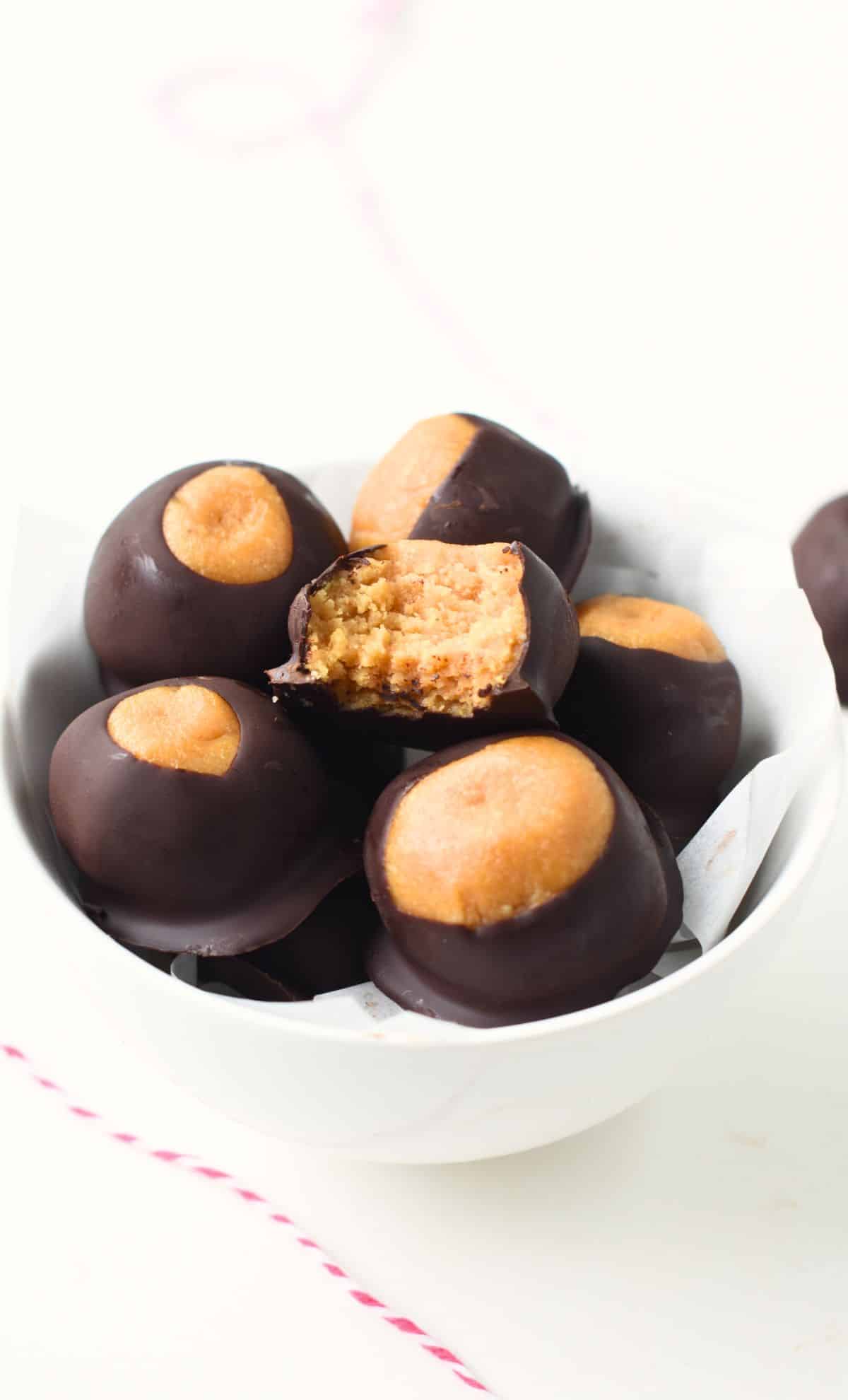 Vegan Buckeyes in a bowl