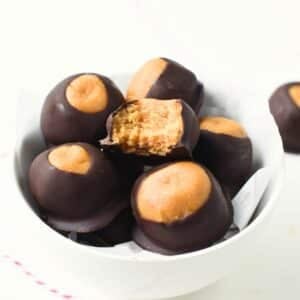 Vegan Buckeyes in a bowl