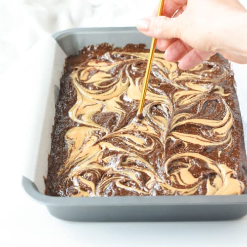 How to swirl peanut butter in brownies
