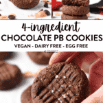 4 ingredient Chocolate Peanut Butter Cookies vegan gluten free