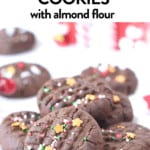 These gluten free chocolate peanut butter cookies are crunchy easy, healthy chocolate cookies made with almond flour and only 4 ingredients. They are egg-free, dairy-free and refined sugar free naturally sweetened with a small amount of maple syrup.