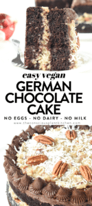 Vegan German Chocolate Cake with Caramel Pecan Frosting - TCPK