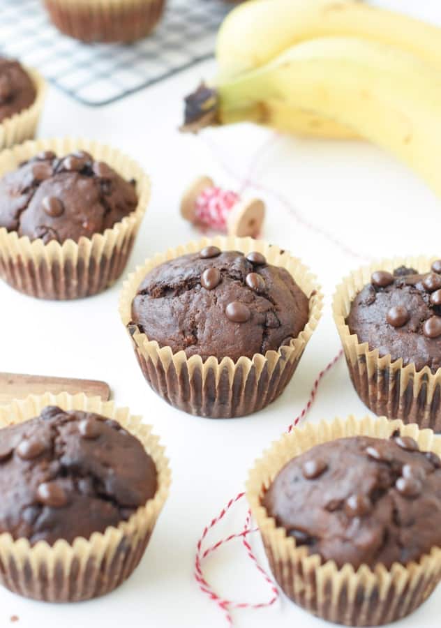 Vegan Chocolate Banana Muffins