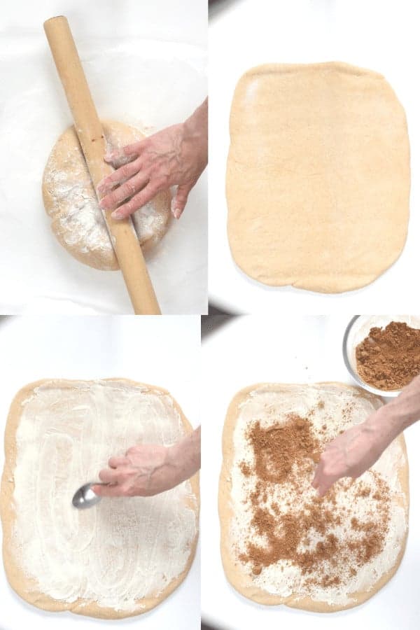 How to fill Vegan cinnamon rolls with cinnamon sugar