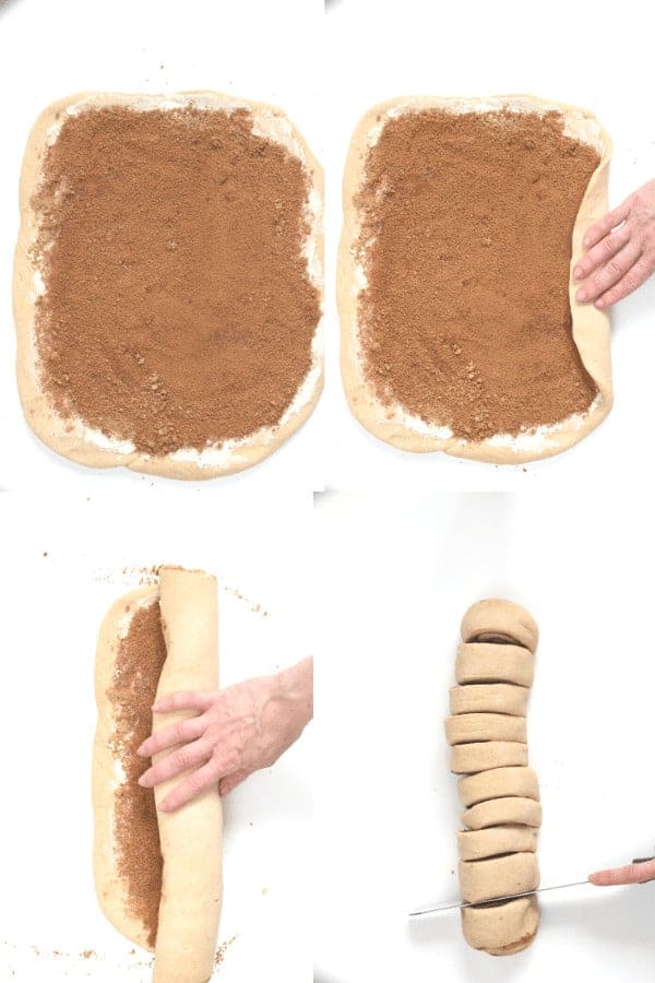 How to roll vegan cinnamon roll dough