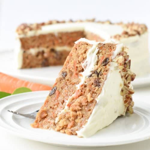 Vegan carrot Cake with cream cheese frosting