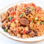 Vegan jambalaya with Cajun seasonings