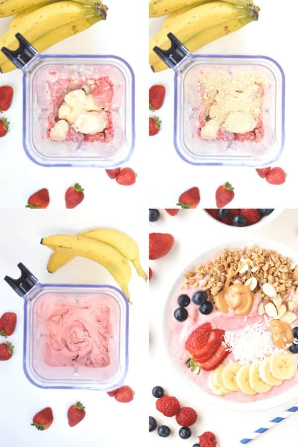 How to make strawberry banana smoothie bowl in a blender