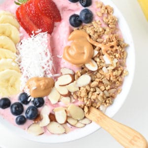 Strawberry and banana smoothie bowl