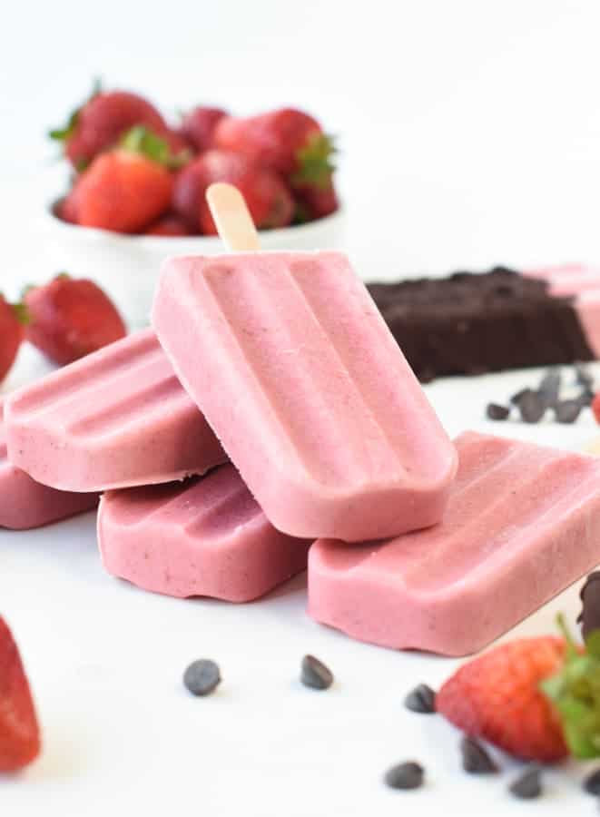 strawberry and banana popsicles