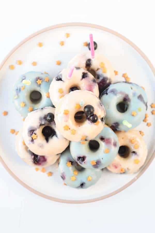 Vegan blueberry cake donuts birthday