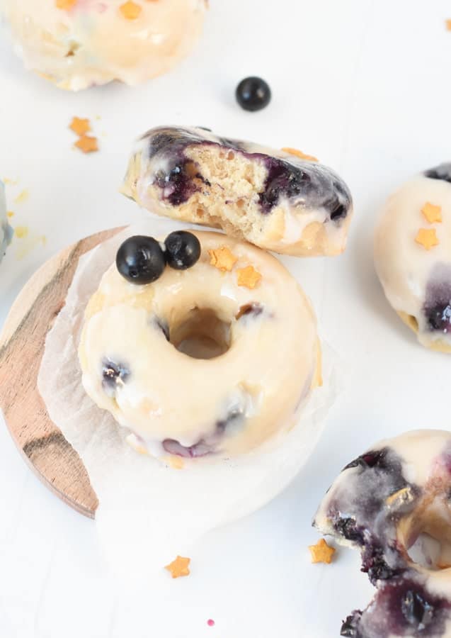 baked blueberry donuts with lemon glaze