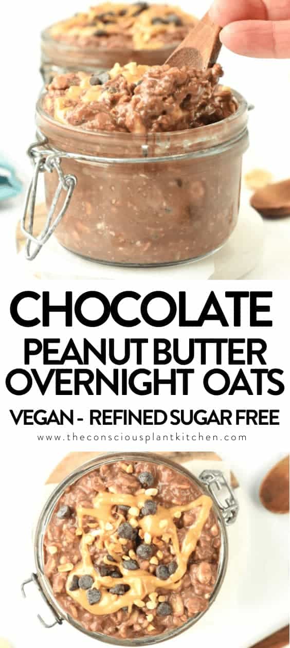 Chocolate Peanut butter overnight oats vegan