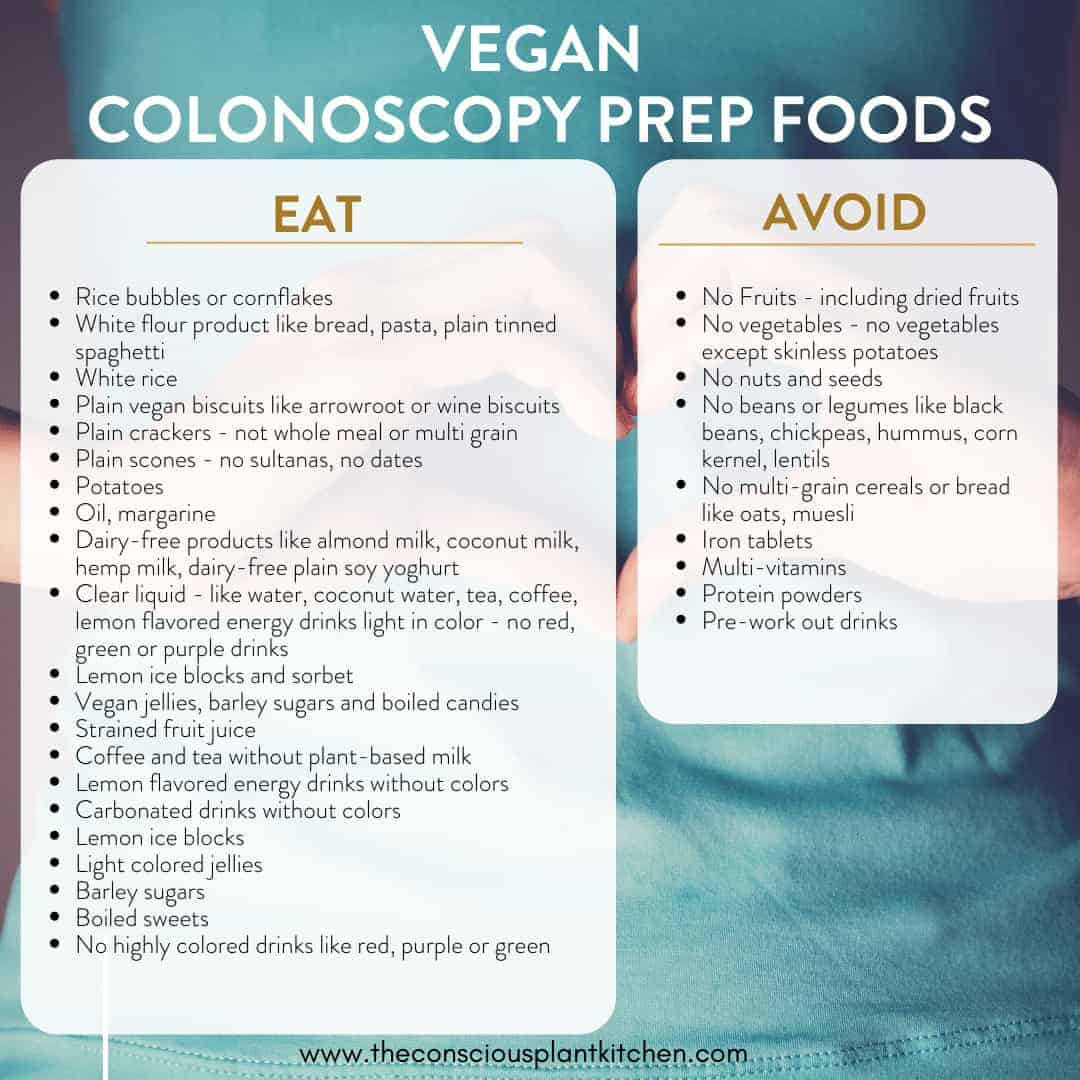 vegan colonoscopy prep foods