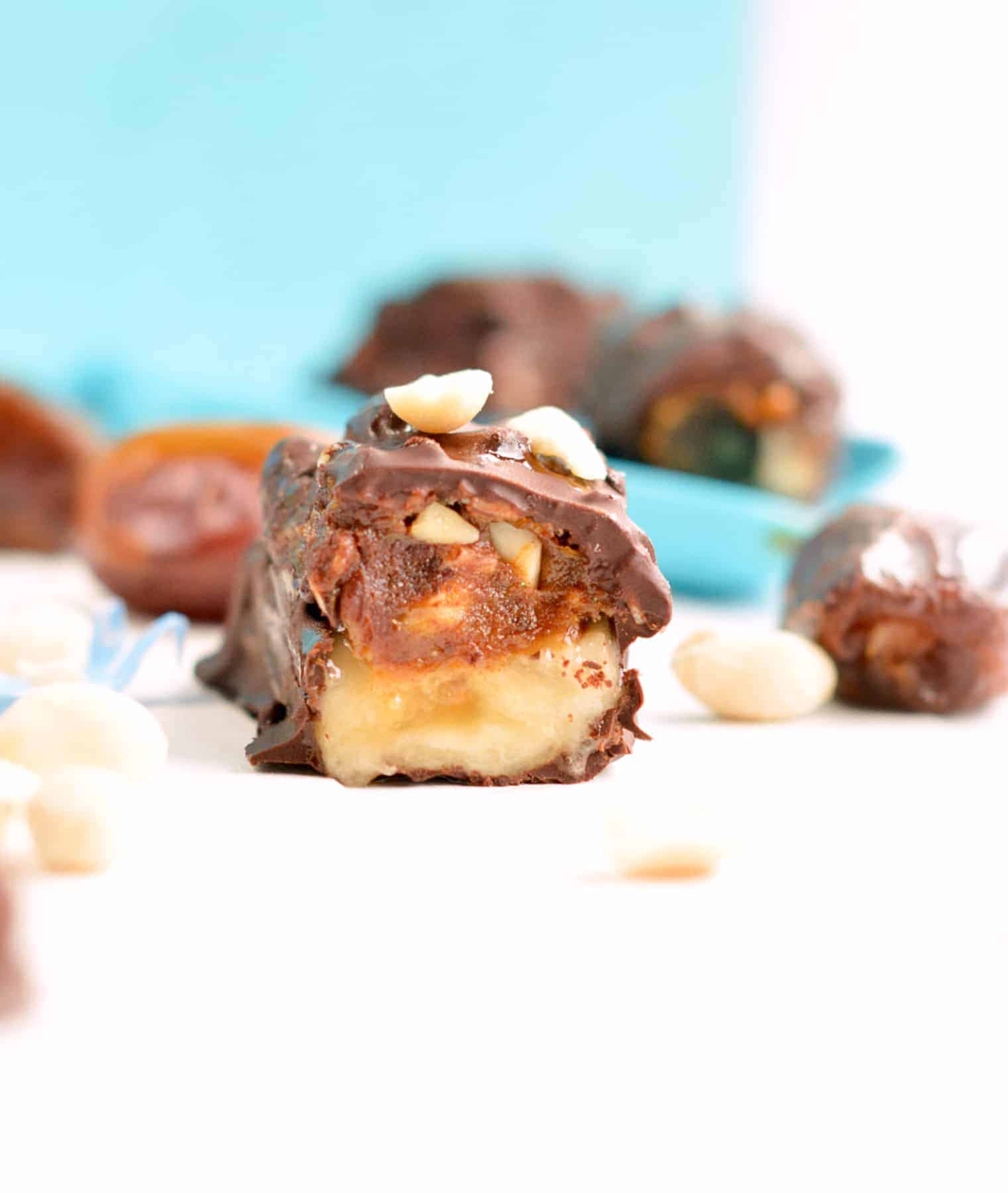 Frozen Chocolate Banana Bites showing the banana inside.