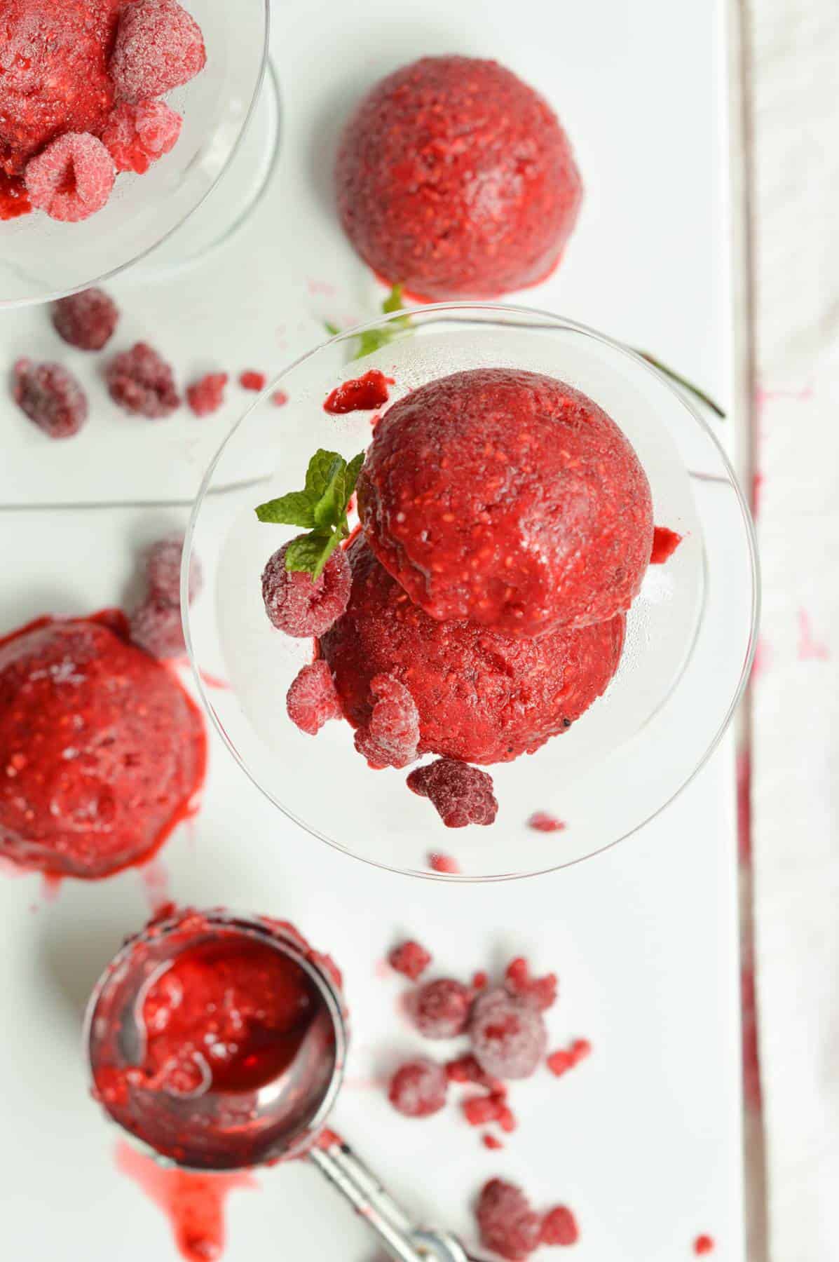 Sugar-free Vegan Raspberry Sorbet