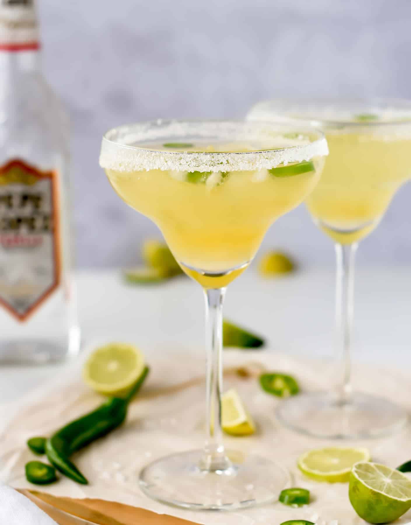 Spicy Skinny Margarita in two glasses.