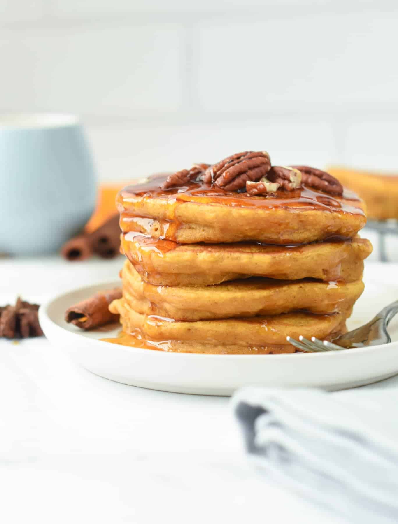 Vegan Pumpkin Oatmeal Pancakes