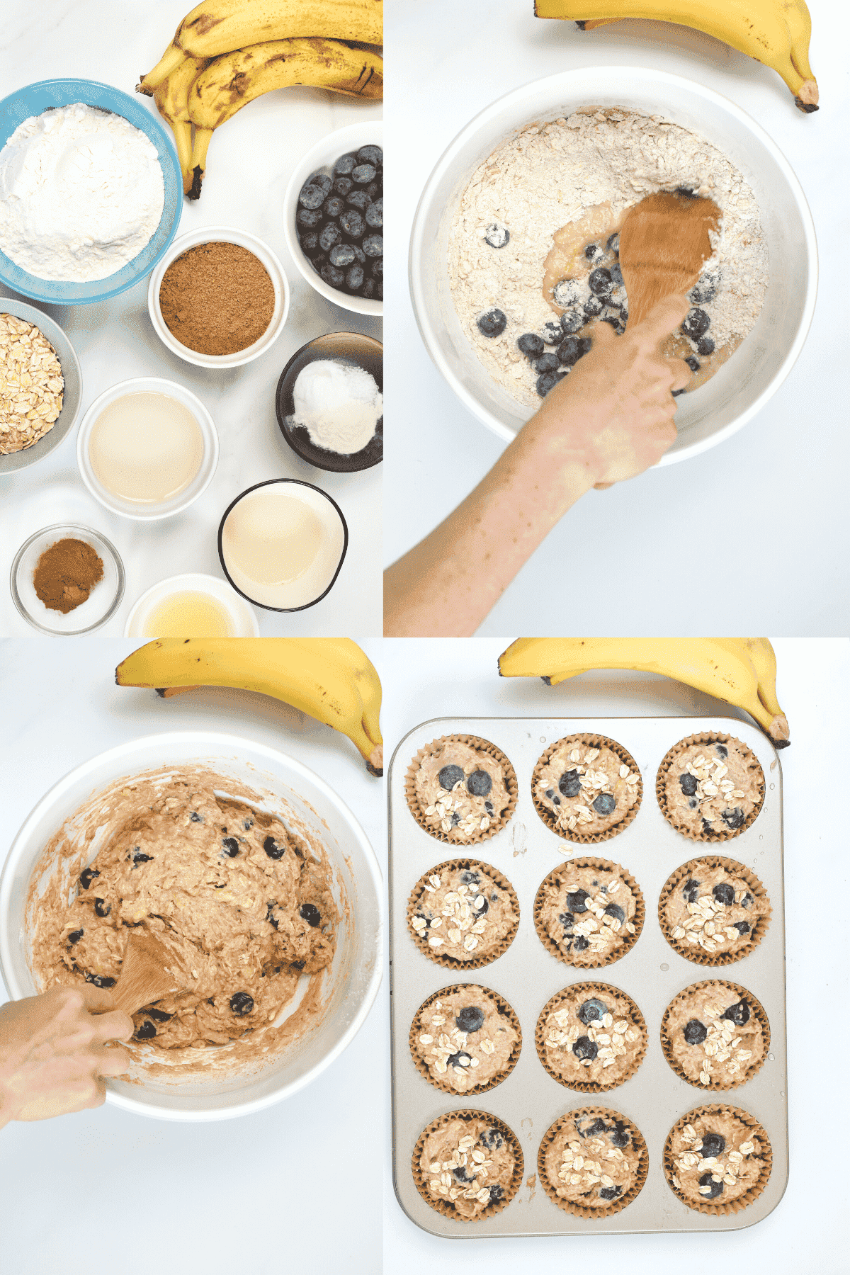 How to make Banana Blueberry Oatmeal Muffins
