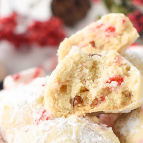 Peppermint Snowball Cookies