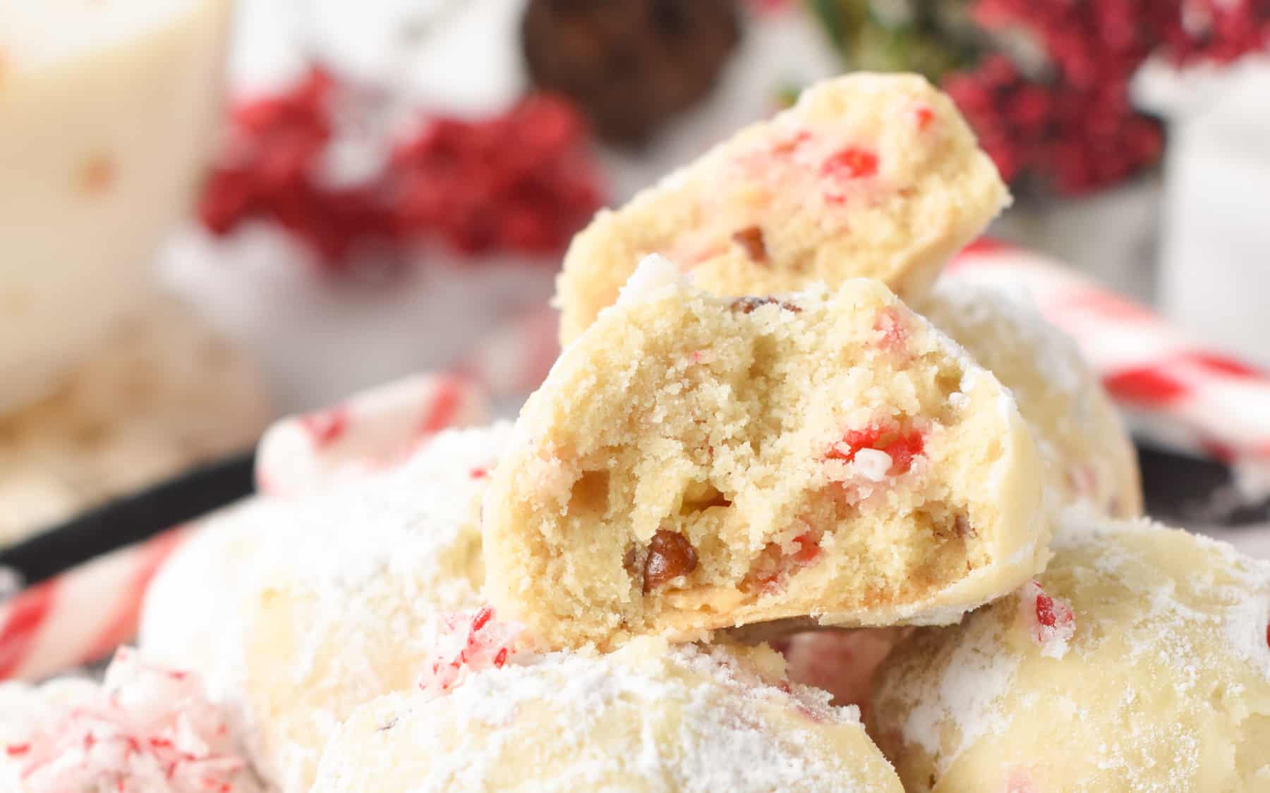 Peppermint Snowball Cookies