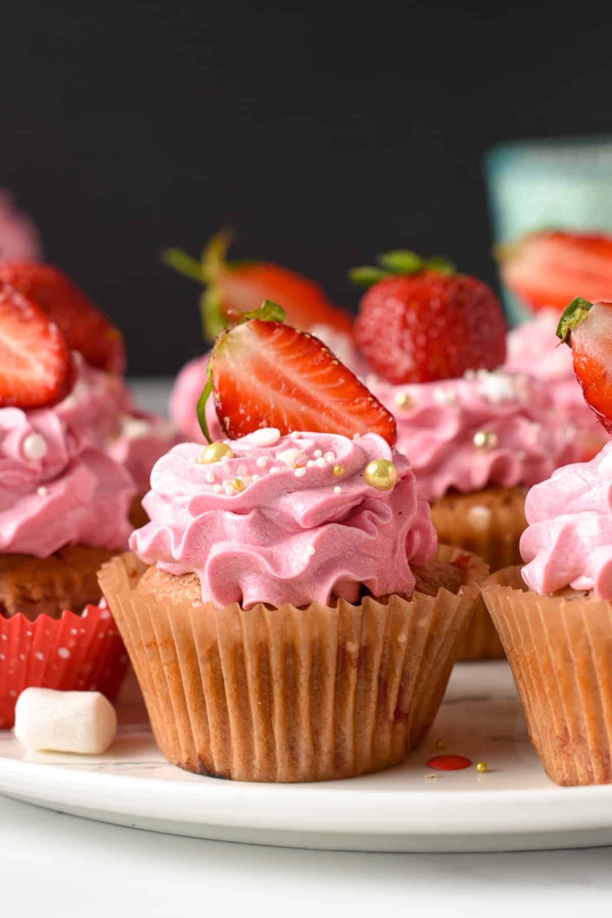 Vegan Strawberry Cupcakes egg free dairy free plant based cupcakes the conscious plant kitchen