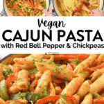 Vegan Cajun Pasta with red bell pepper and chickpeas