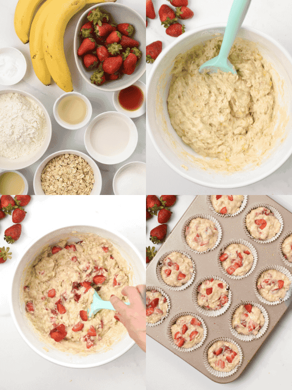How to make Strawberry Banana Oatmeal MuffinsHow to make Strawberry Banana Oatmeal Muffins