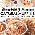 Strawberry Banana Oatmeal Muffins Egg free Dairy free Vegan Muffins