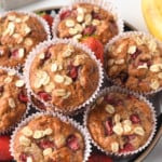 Strawberry Banana Oatmeal Muffins Egg free Dairy free Vegan Muffins