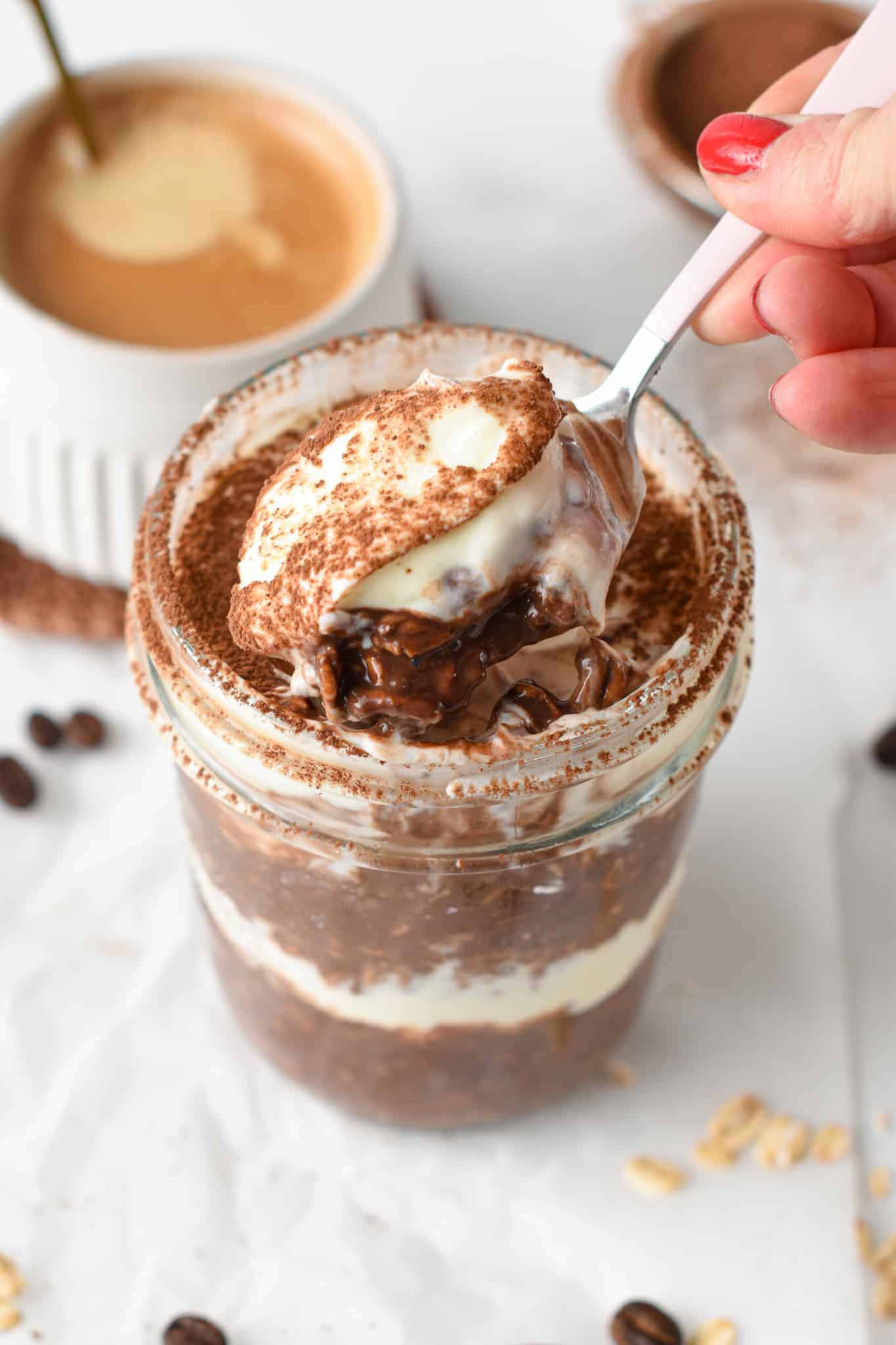 Scooping Tiramisu Overnight Oats