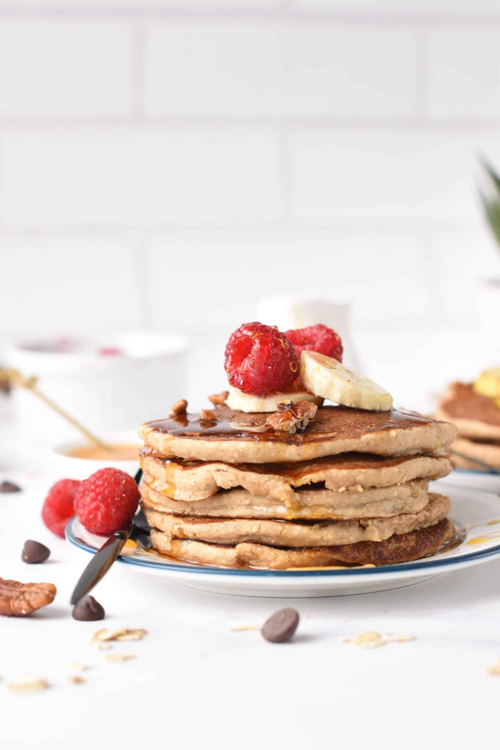 Banana Protein Pancakes vegan egg free 4 ingredient sugar free