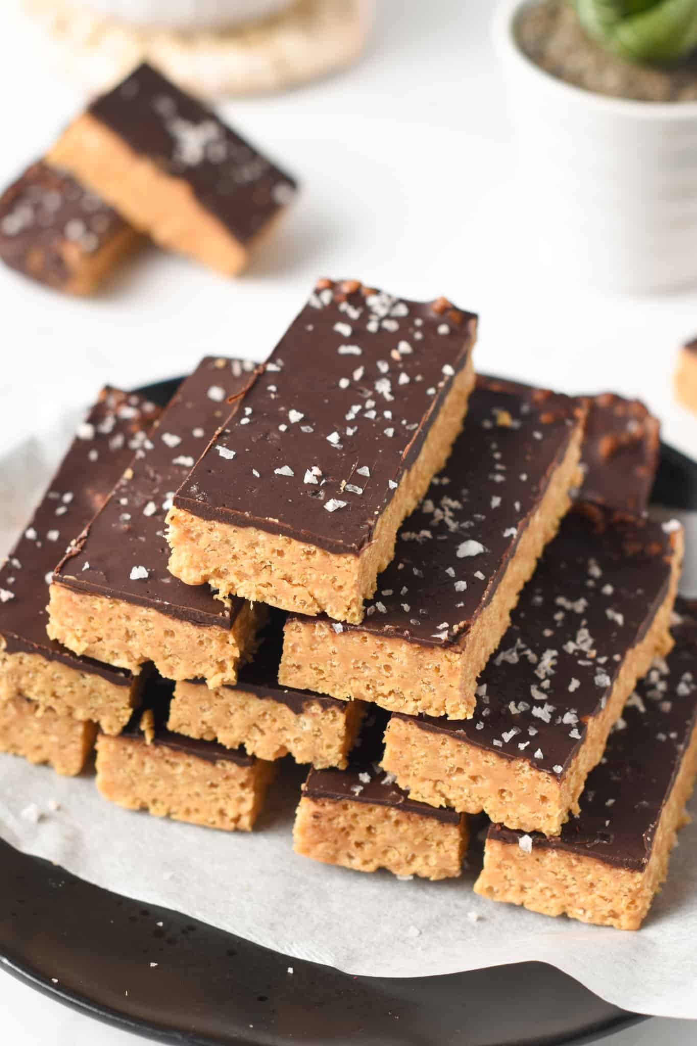 Protein Cereal Bars stacked on a plate.