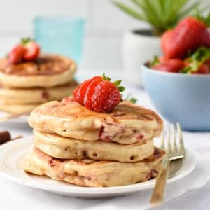 Strawberry Pancakes (No Eggs, No Dairy)