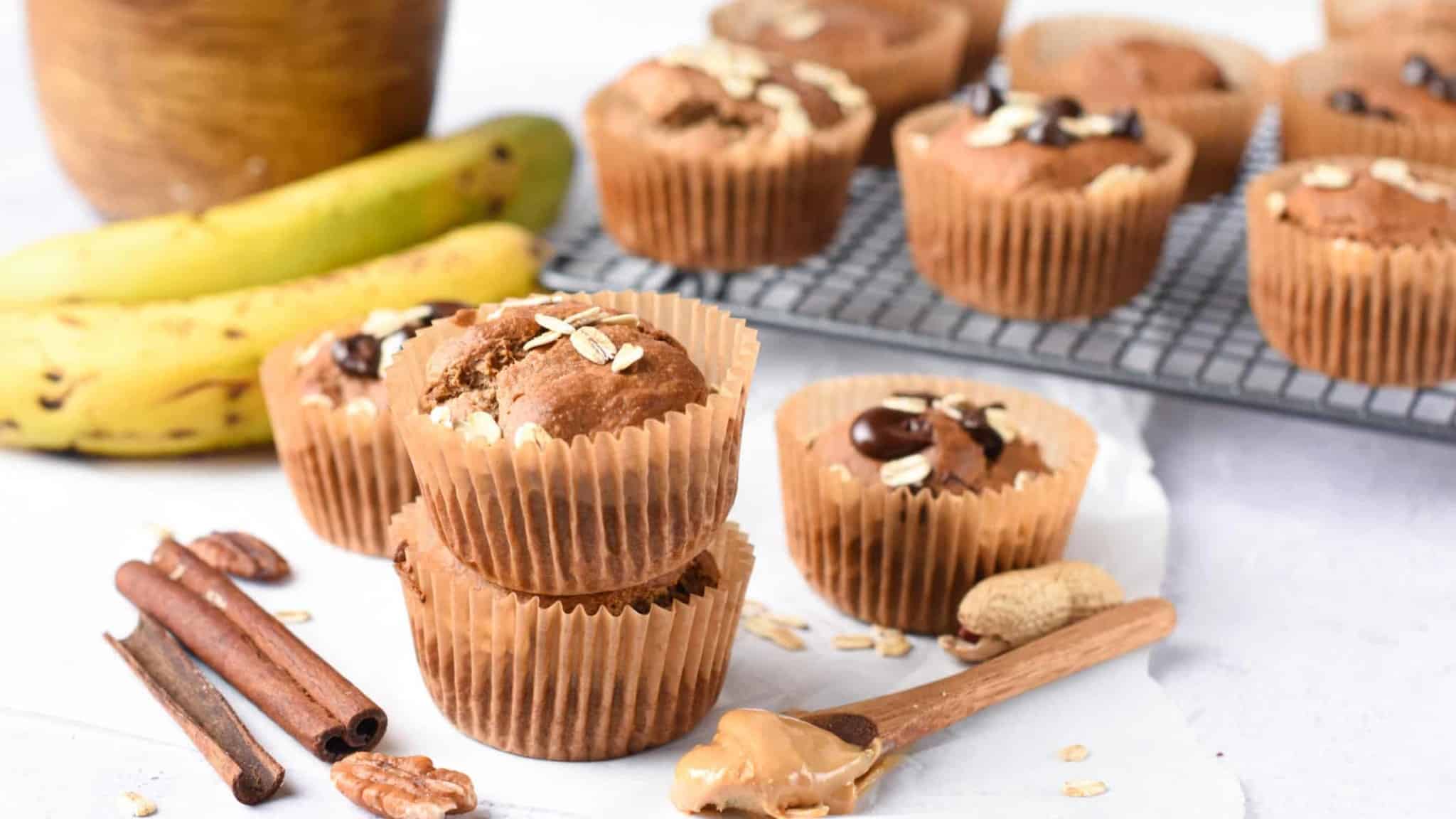 Banana Peanut Butter Oatmeal Muffins