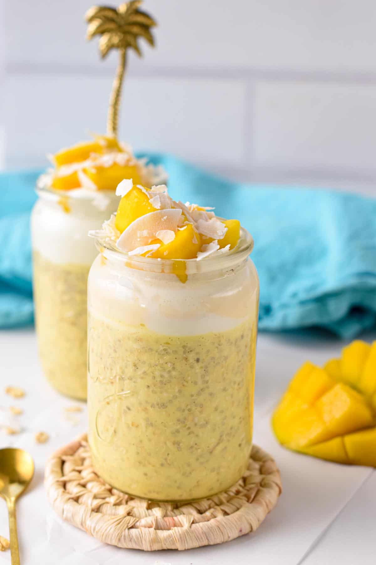 Mango Overnight Oats ready to enjoy.