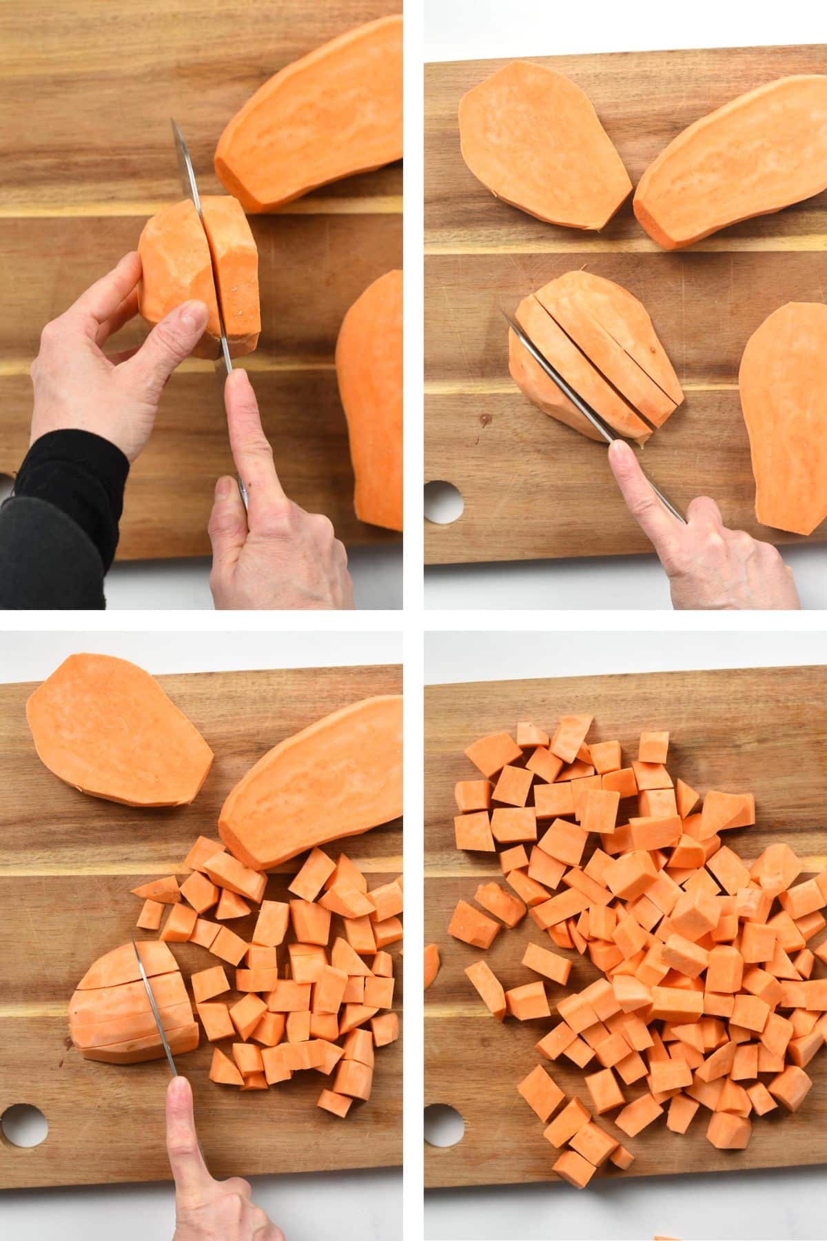 How to cut Sweet Potato into cubes