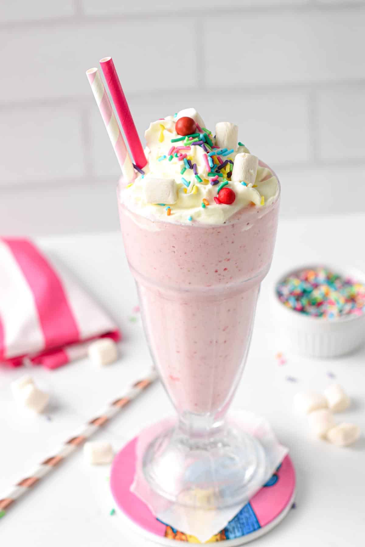 Vegan Milkshake served with vegan whipped cream.