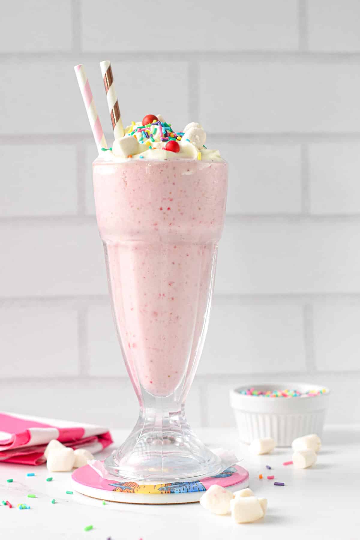 Vegan Milkshake in a tall ice cream cup.
